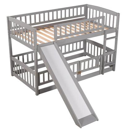 Low Bunk Bed With Slide, Fence And Ladder - The Sleep Loft - Online Mattress Showroom NYC