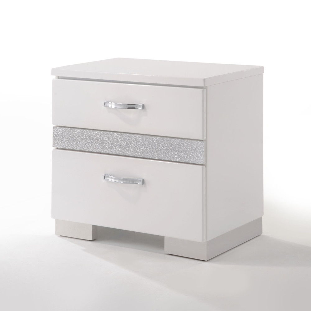Naima II - High Gloss Nightstand - White - The Sleep Loft - Online Mattress Showroom NYC