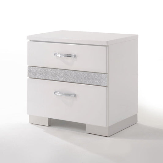 Naima II - High Gloss Nightstand - White - The Sleep Loft - Online Mattress Showroom NYC