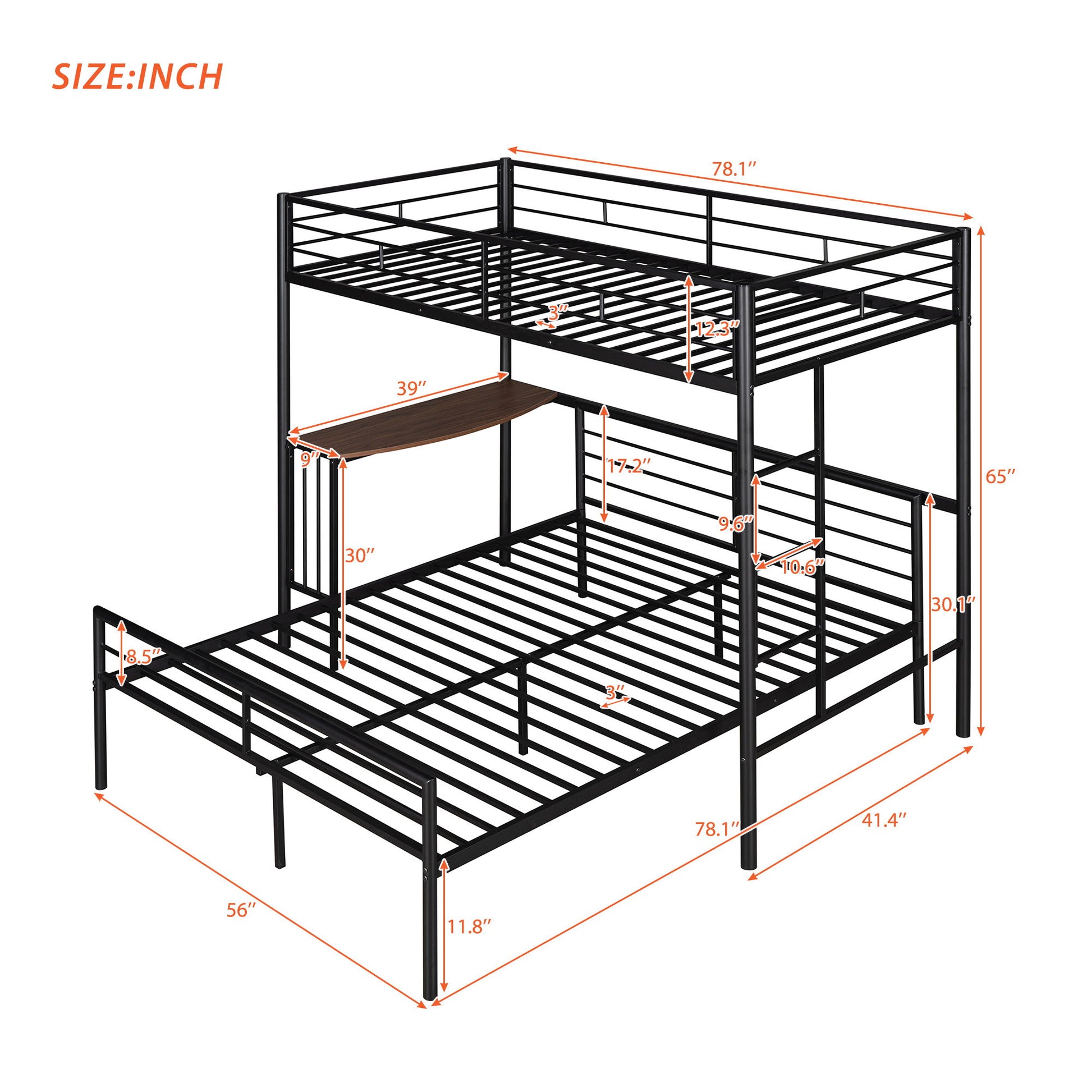 Bunk Bed With Desk, Ladder And Quality Slats For Bedroom - The Sleep Loft - Online Mattress Showroom NYC