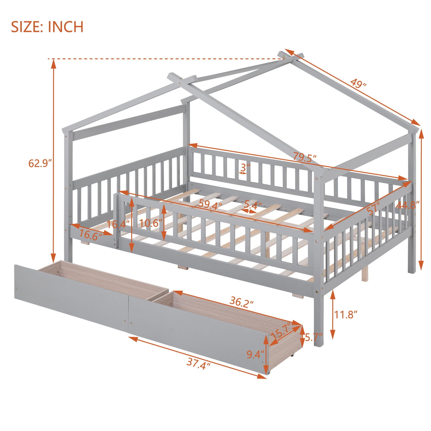 House Bed With 2 Drawers - The Sleep Loft - Online Mattress Showroom NYC