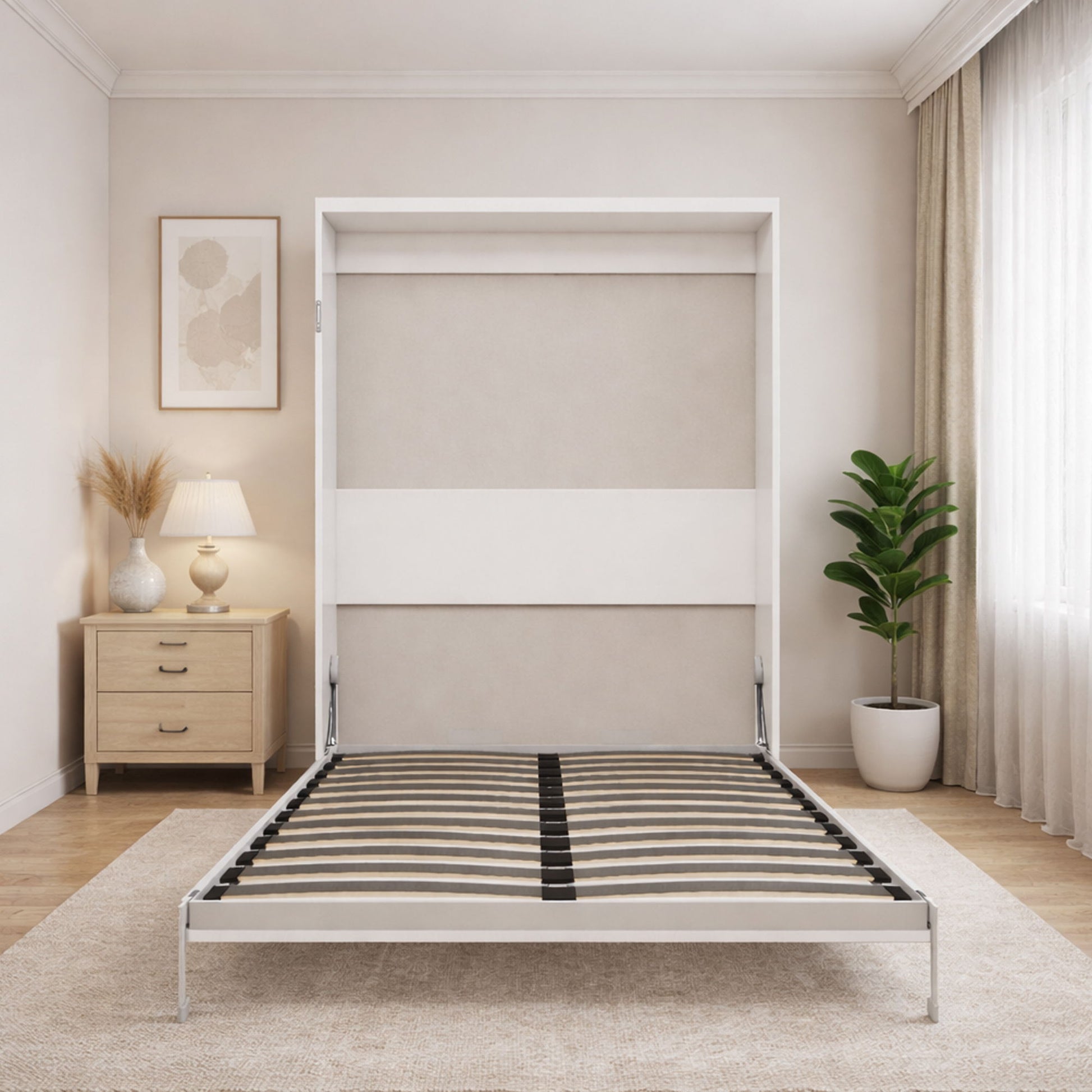 Queen Size Vertical Murphy Wall Cabinet Folding Bed With Automatic Legs - Gray - The Sleep Loft - Online Mattress Showroom NYC