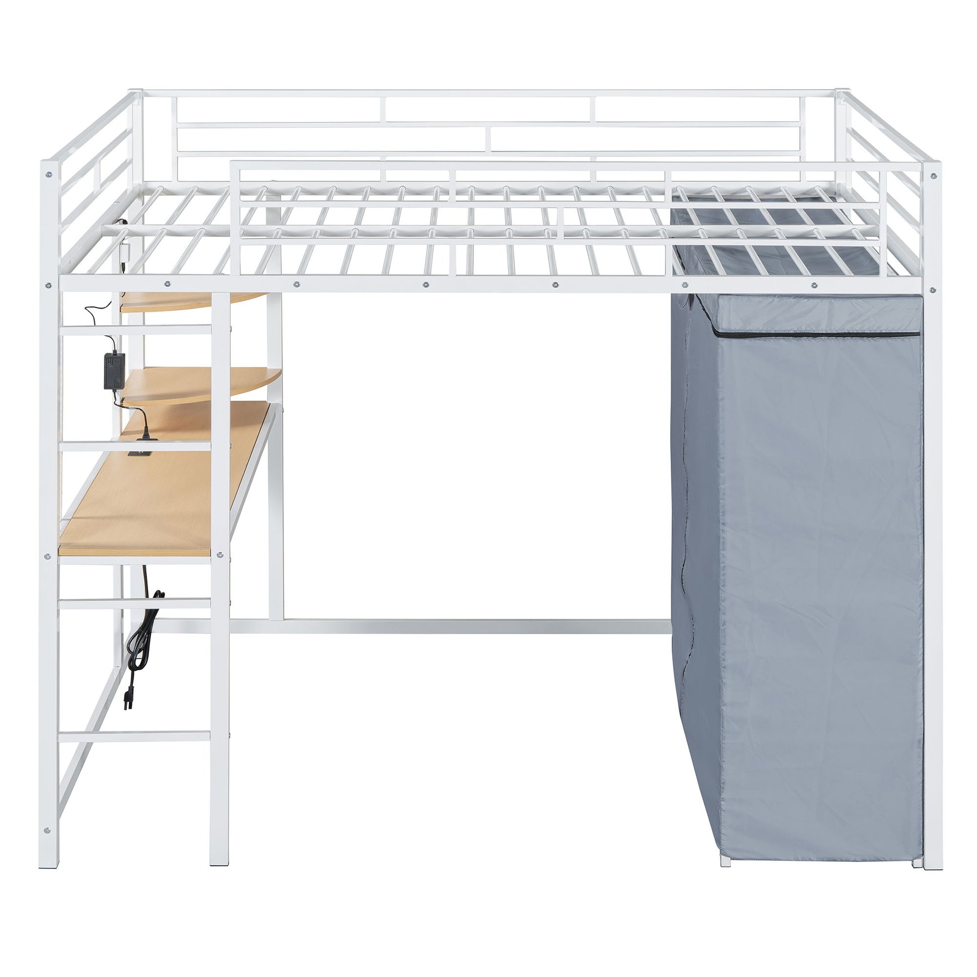Loft Bed With Desk, Shelves, Power Outlet, LED Light And Wardrobe - The Sleep Loft - Online Mattress Showroom NYC