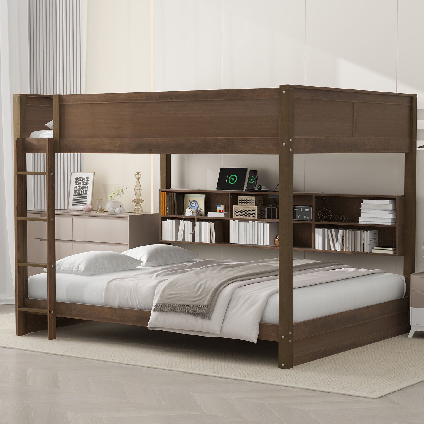 Bunk Bed With Storage Cabinets And USB Ports - The Sleep Loft - Online Mattress Showroom NYC