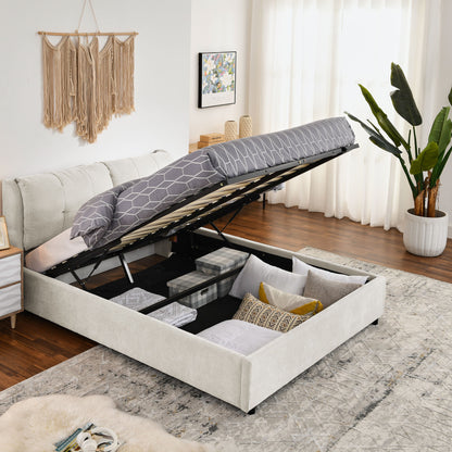 Storage Upholstered Hydraulic Platform Bed With Integrated Headboard - The Sleep Loft - Online Mattress Showroom NYC