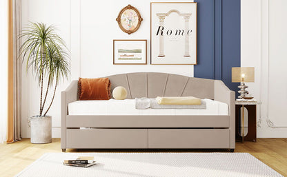 Upholstered Daybed With Two Drawers And Wood Slat - The Sleep Loft - Online Mattress Showroom NYC