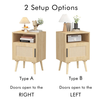 Nightstand, Side Table With Door And Open Shelf For Bedroom - Oak - The Sleep Loft - Online Mattress Showroom NYC