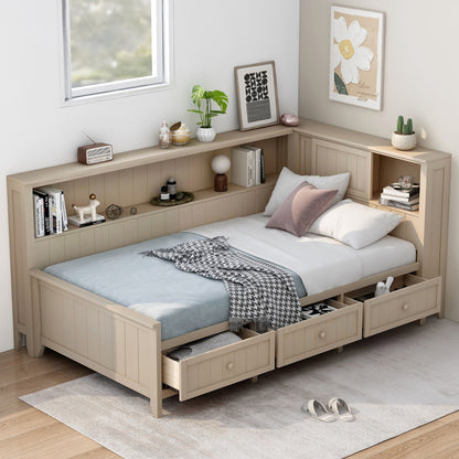 Daybed With Storage Shelves And 3 Drawers - The Sleep Loft - Online Mattress Showroom NYC