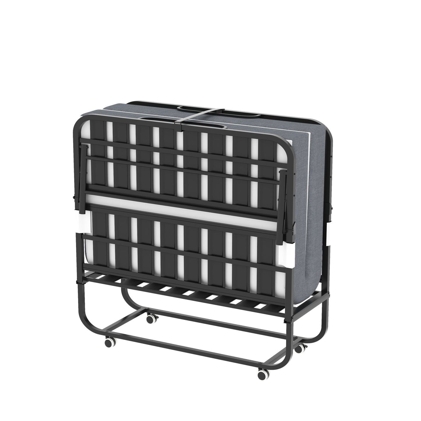 Twin Wide Folding Bed For Tall People, Extra Long & Wide Rollaway With Memory Foam, Heavy-Duty Capacity Guest, Spacious Portable Cot - Black - The Sleep Loft - Online Mattress Showroom NYC