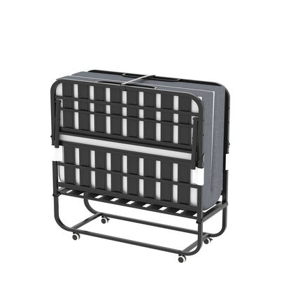 Twin Wide Folding Bed For Tall People, Extra Long & Wide Rollaway With Memory Foam, Heavy-Duty Capacity Guest, Spacious Portable Cot - Black - The Sleep Loft - Online Mattress Showroom NYC
