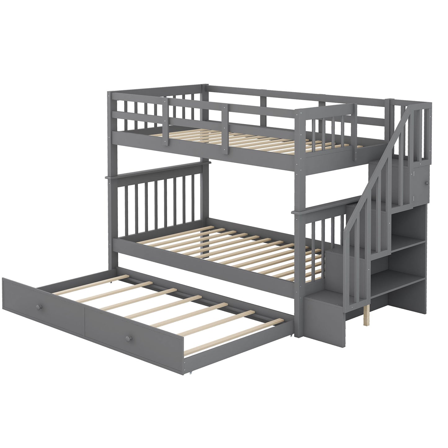 Stairway Bunk Bed With Storage And Guard Rail For Bedroom - The Sleep Loft - Online Mattress Showroom NYC