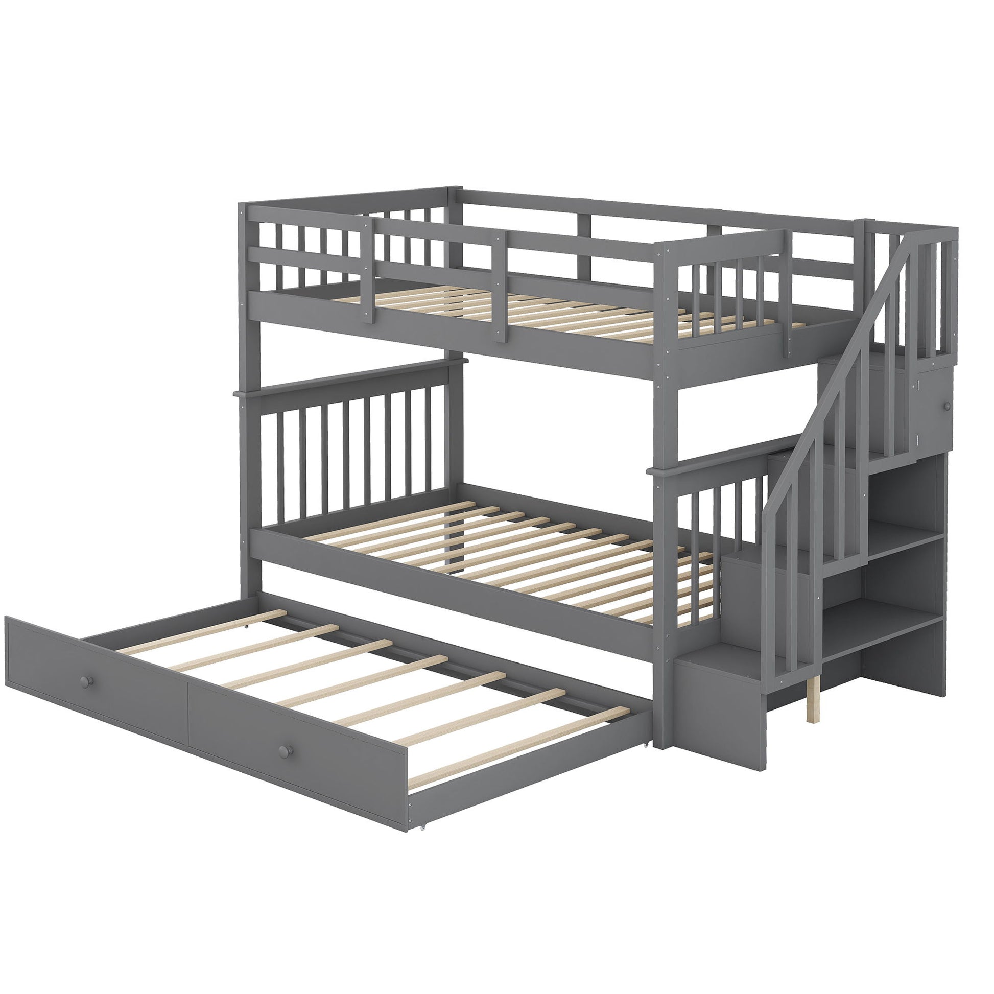 Stairway Bunk Bed With Storage And Guard Rail For Bedroom - The Sleep Loft - Online Mattress Showroom NYC