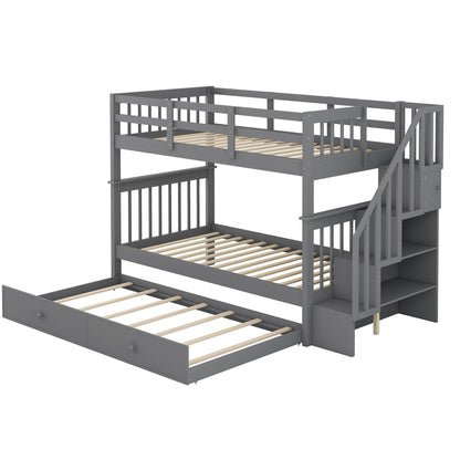 Stairway Bunk Bed With Storage And Guard Rail For Bedroom - The Sleep Loft - Online Mattress Showroom NYC