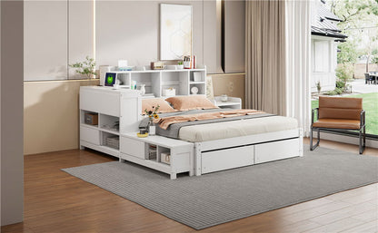 Platform Bed With Multi Functional Storage Space, Nightstand, 2 Drawers, USB Ports And Desk - The Sleep Loft - Online Mattress Showroom NYC