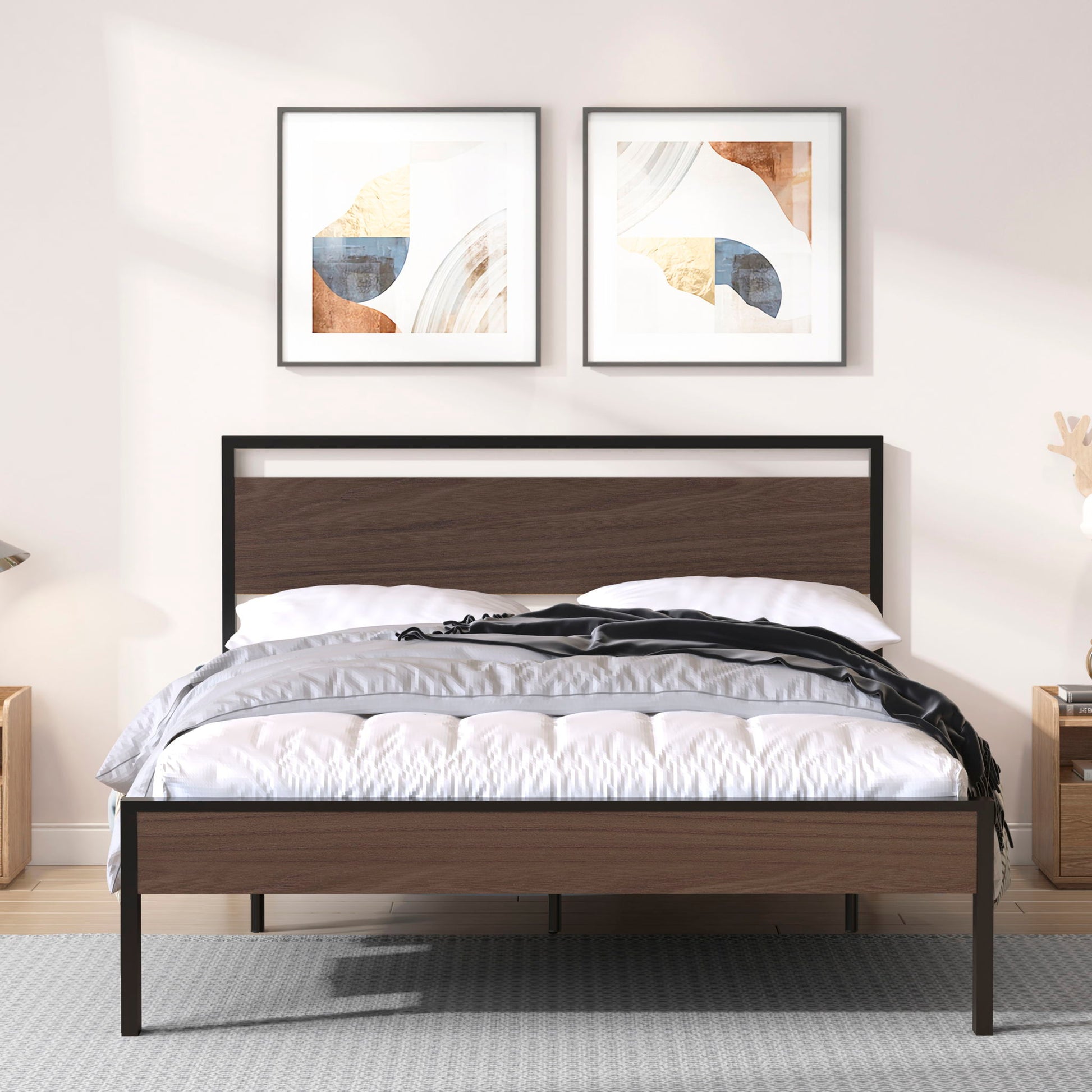 Ceres - Metal Bed With Wood Headboard & Footboard - The Sleep Loft - Online Mattress Showroom NYC