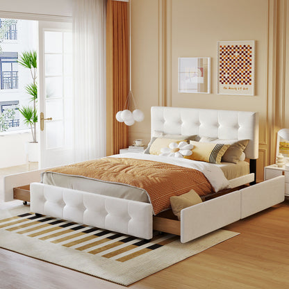 Upholstered Platform Bed With Classic Headboard And Drawers, No Box Spring Needed - The Sleep Loft - Online Mattress Showroom NYC