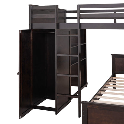 Loft Bed With A Twin Size Standalone Bed, Shelves, Desk, And Wardrobe - The Sleep Loft - Online Mattress Showroom NYC