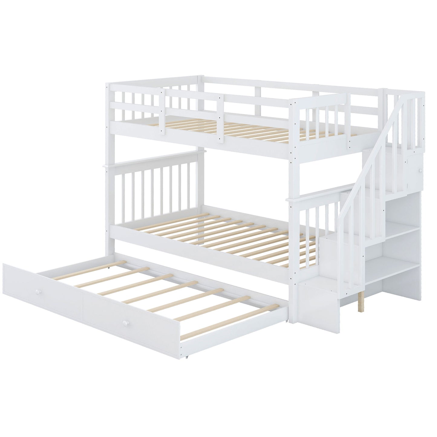 Stairway Bunk Bed With Storage And Guard Rail For Bedroom - The Sleep Loft - Online Mattress Showroom NYC