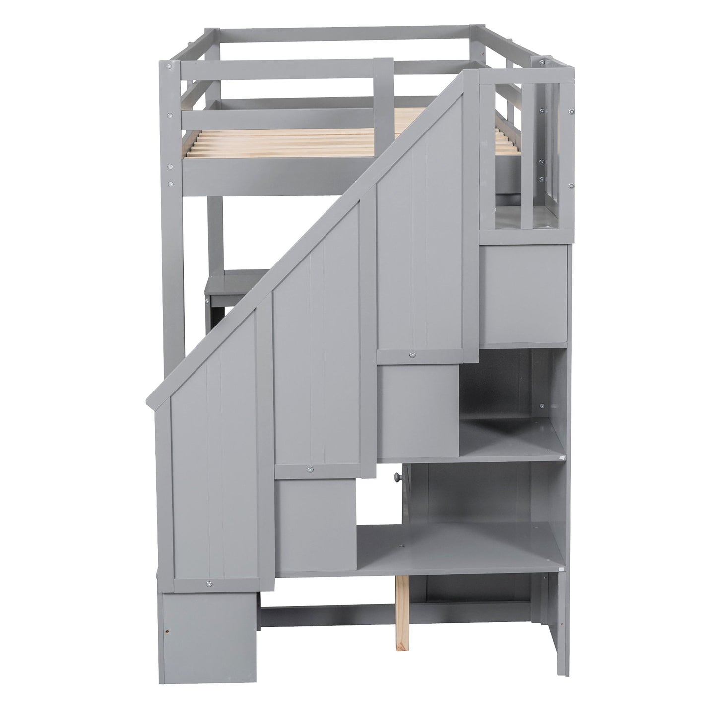 Loft Bed With L Shaped Desk, Drawers, Cabinet, And Storage Staircase - The Sleep Loft - Online Mattress Showroom NYC