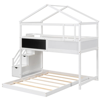 House Style Bunk Bed With Storage Staircase And board - The Sleep Loft - Online Mattress Showroom NYC