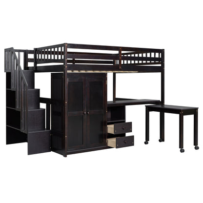 Loft Bed With Stairs, Bookshelf, Drawers, Desk & Wardrobe, Space Saving Multifunctional Furniture - The Sleep Loft - Online Mattress Showroom NYC