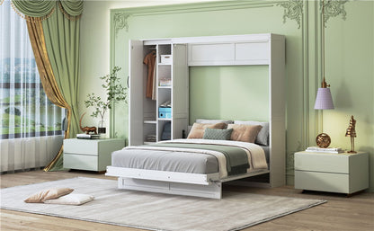 Murphy Wall Bed With Shelves, Wardrobe And LED Lights - The Sleep Loft - Online Mattress Showroom NYC