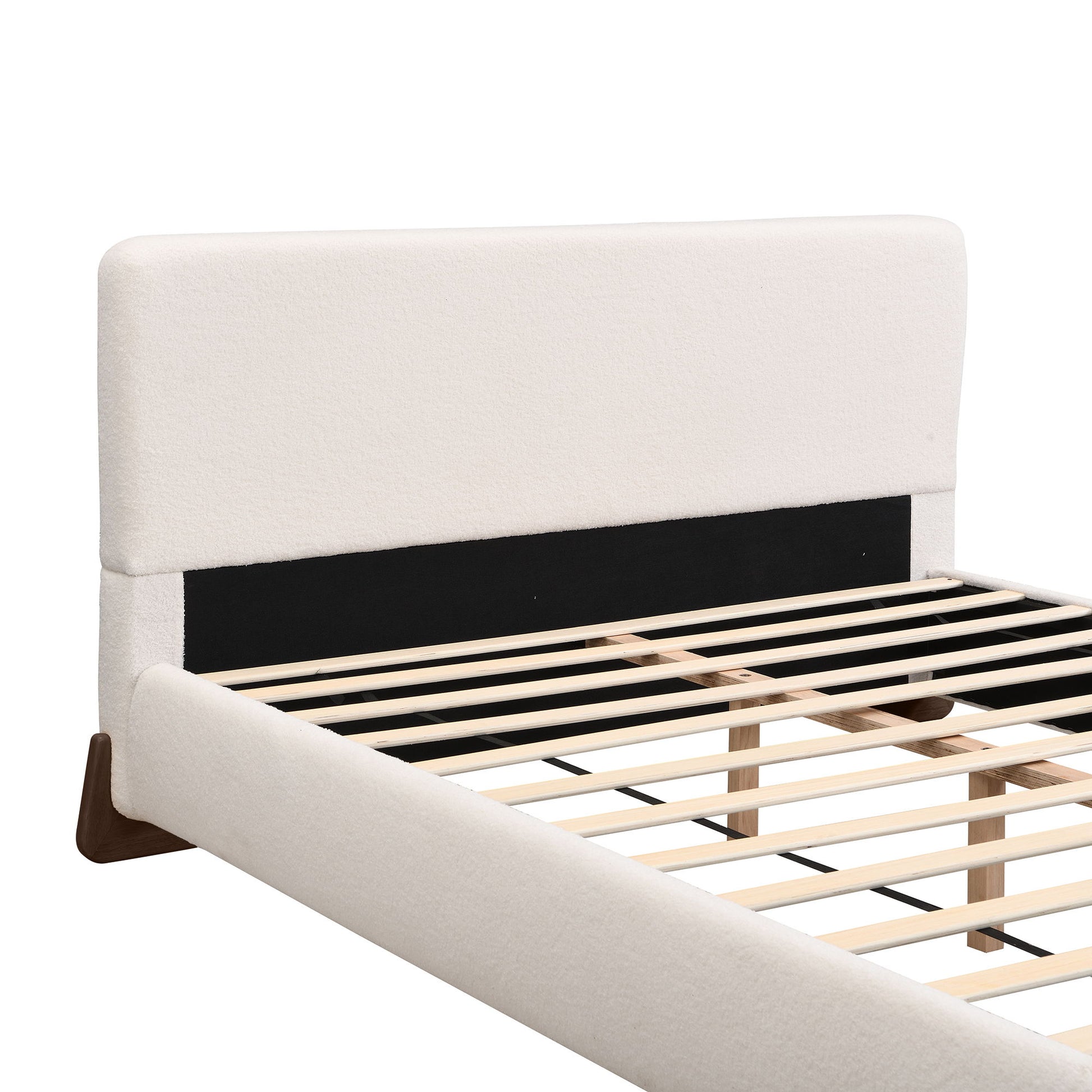 Queen Size Elegant Terry Upholstered Bed - White - The Sleep Loft - Online Mattress Showroom NYC