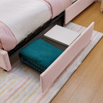 Upholstered Bed With Oversized Rabbit Ear Headboard, LED Lights & 4 Storage Drawers - The Sleep Loft - Online Mattress Showroom NYC