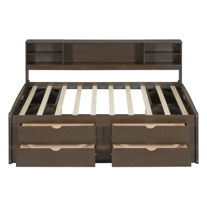 Daybed With 2 Bedside Cabinets, Upper Shelves And 4 Drawers - The Sleep Loft - Online Mattress Showroom NYC