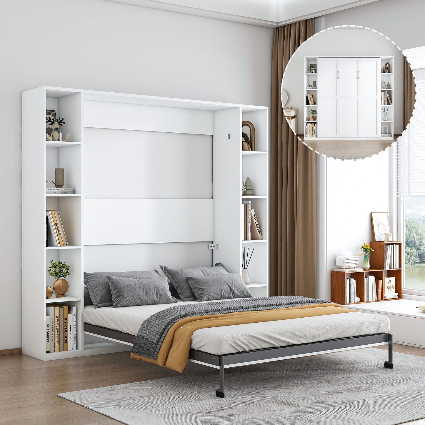 Queen Murphy Bed With Storage Cabinet - White - The Sleep Loft - Online Mattress Showroom NYC