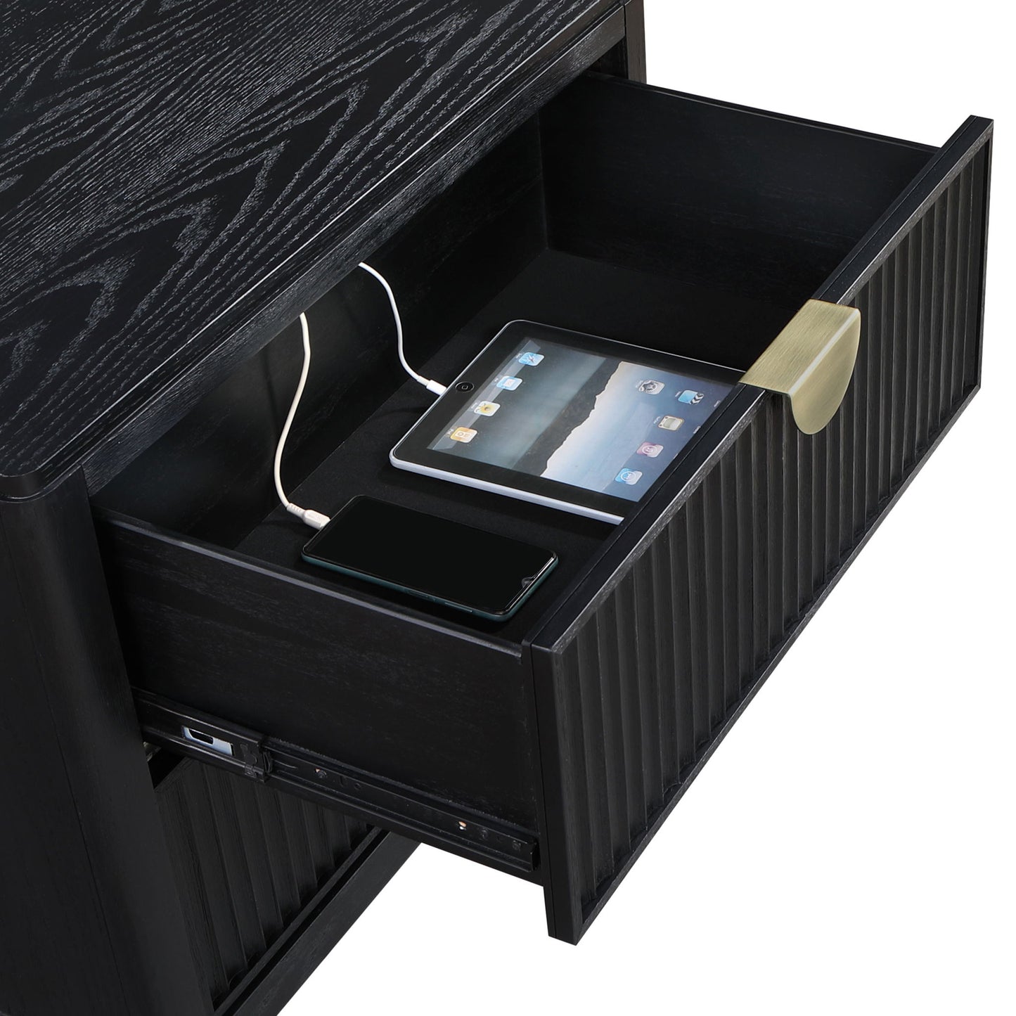 Mason - 2 Drawer Nightstand With Fluted Design - Black - The Sleep Loft - Online Mattress Showroom NYC