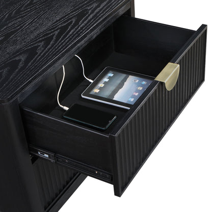 Mason - 2 Drawer Nightstand With Fluted Design - Black - The Sleep Loft - Online Mattress Showroom NYC