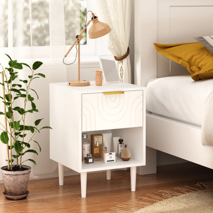 Nightstand With 1 Drawer And Open Shelf - White - The Sleep Loft - Online Mattress Showroom NYC