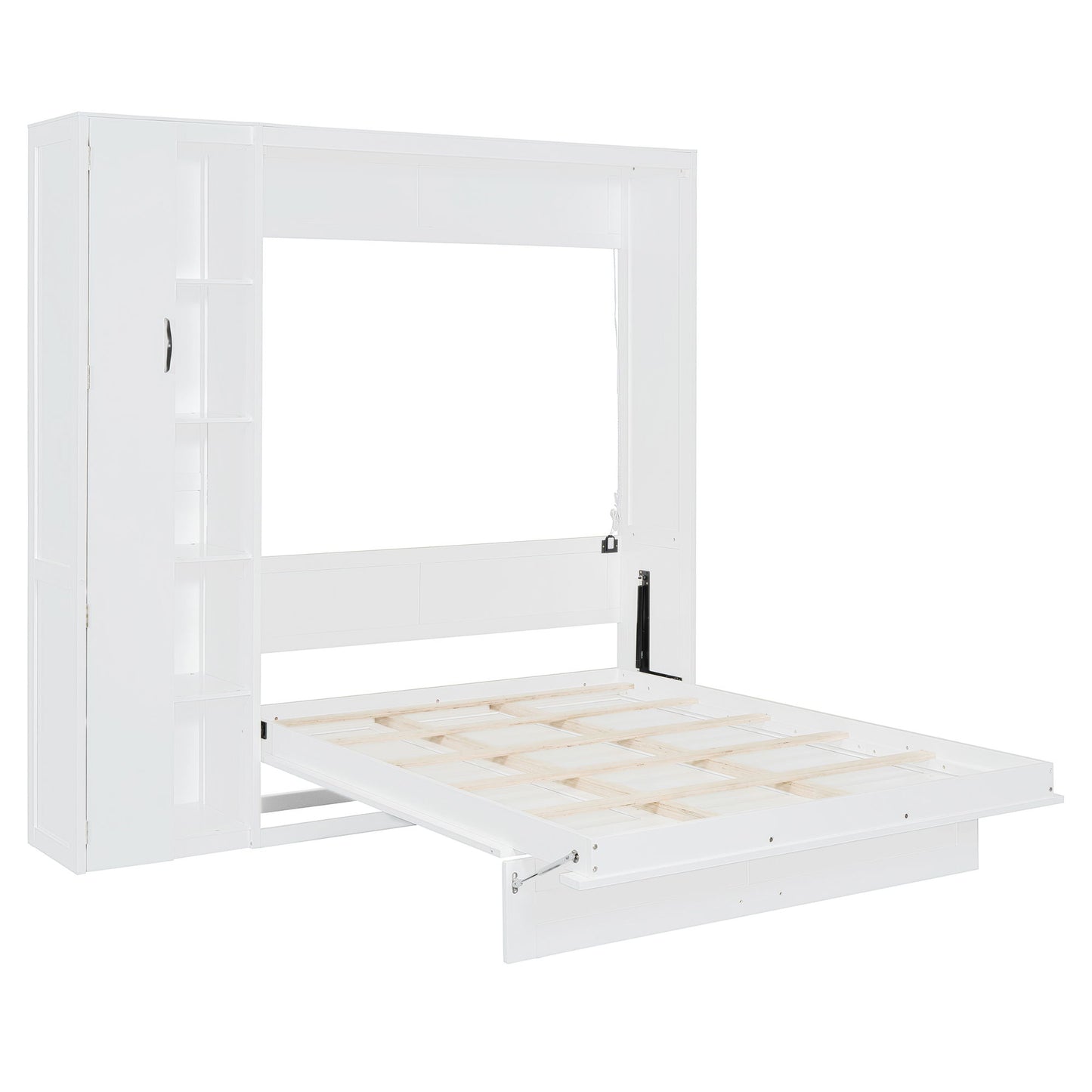 Murphy Wall Bed With Shelves, Wardrobe And LED Lights - The Sleep Loft - Online Mattress Showroom NYC