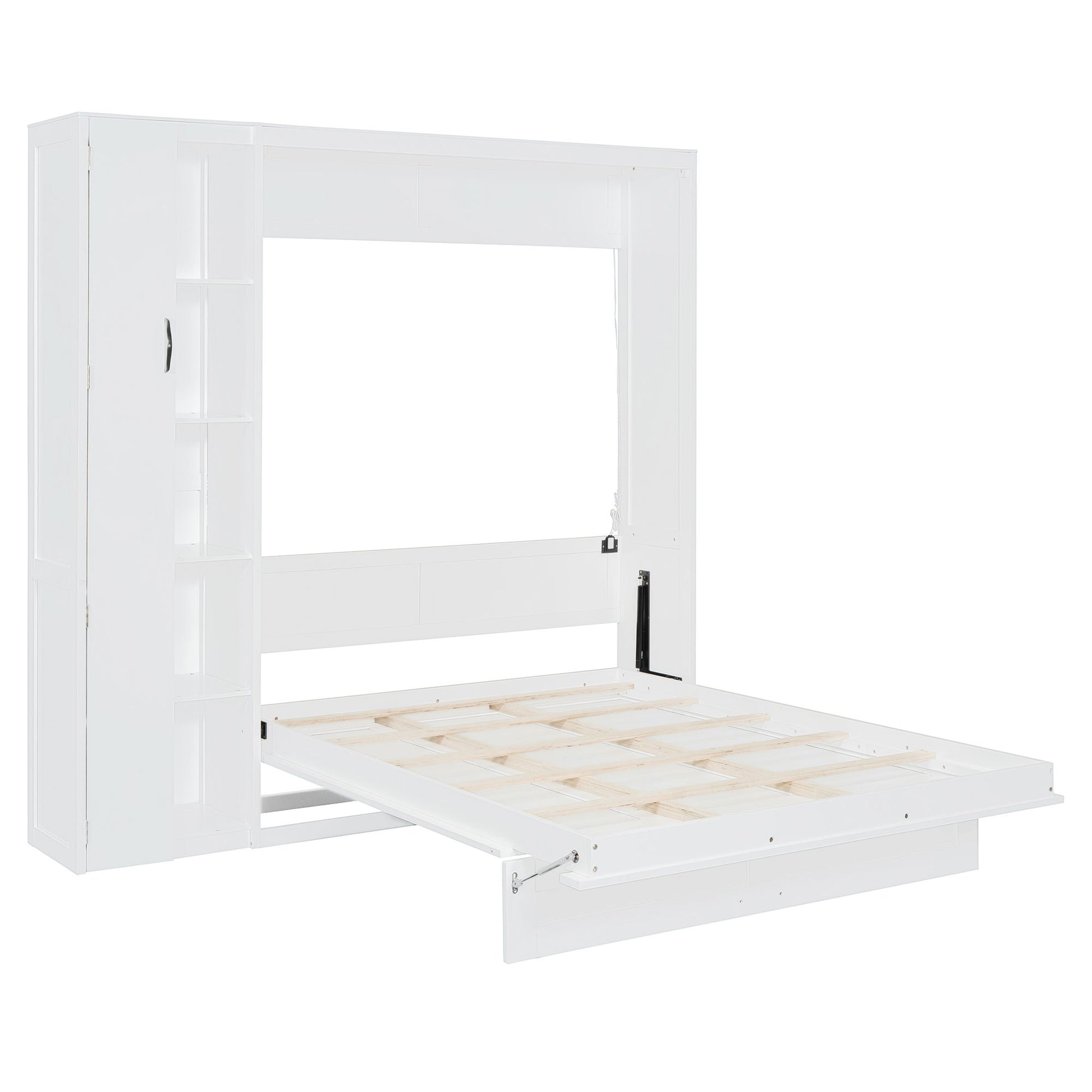 Murphy Wall Bed With Shelves, Wardrobe And LED Lights - The Sleep Loft - Online Mattress Showroom NYC