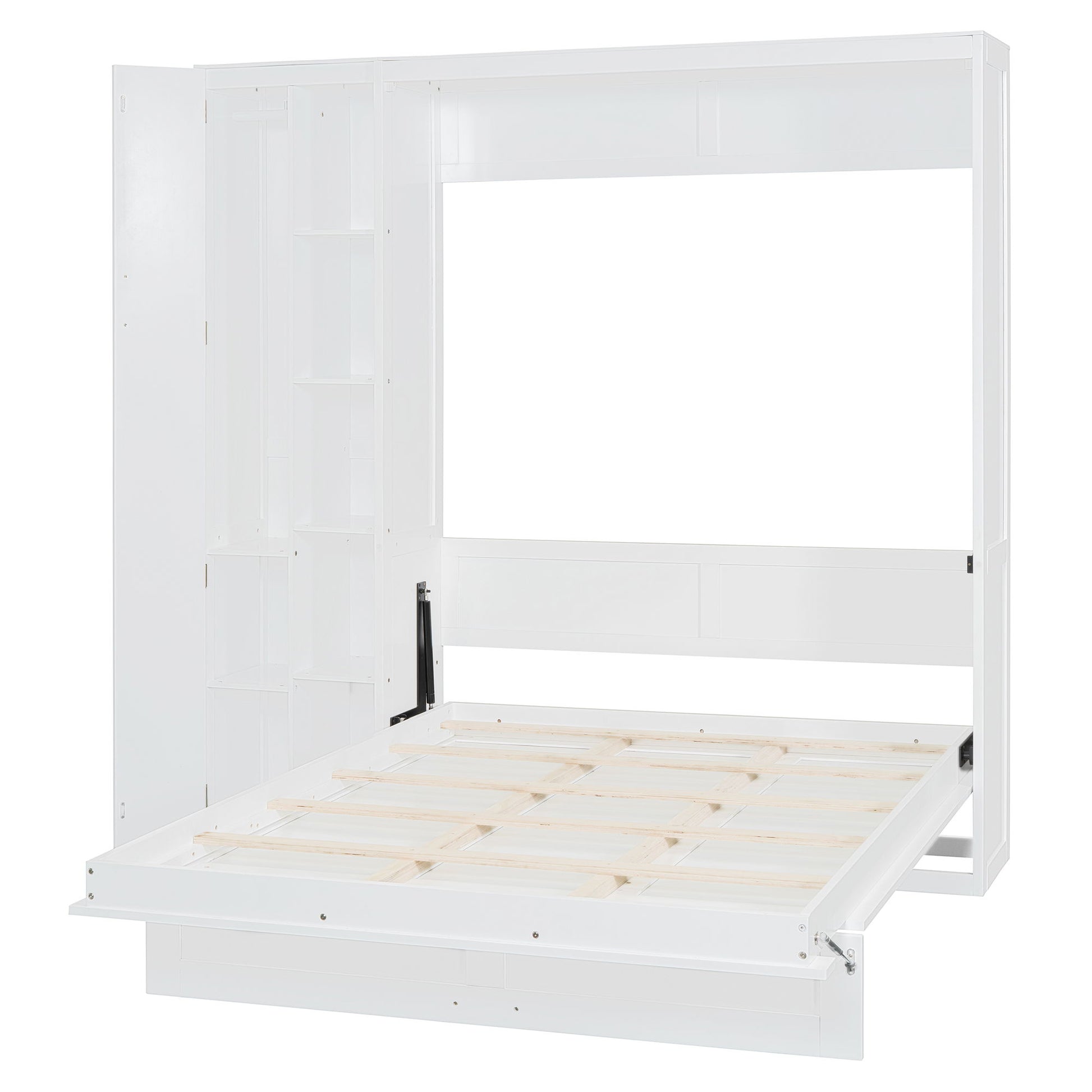 Murphy Wall Bed With Shelves, Wardrobe And LED Lights - The Sleep Loft - Online Mattress Showroom NYC