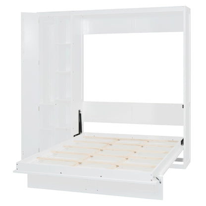 Murphy Wall Bed With Shelves, Wardrobe And LED Lights - The Sleep Loft - Online Mattress Showroom NYC