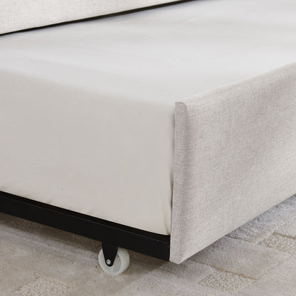 Upholstered Daybed With Trundle With Vertical Stripes - The Sleep Loft - Online Mattress Showroom NYC