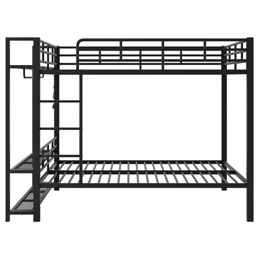 Bunk Bed With Storage Shelves, Clothes Hooks, LED Light - The Sleep Loft - Online Mattress Showroom NYC
