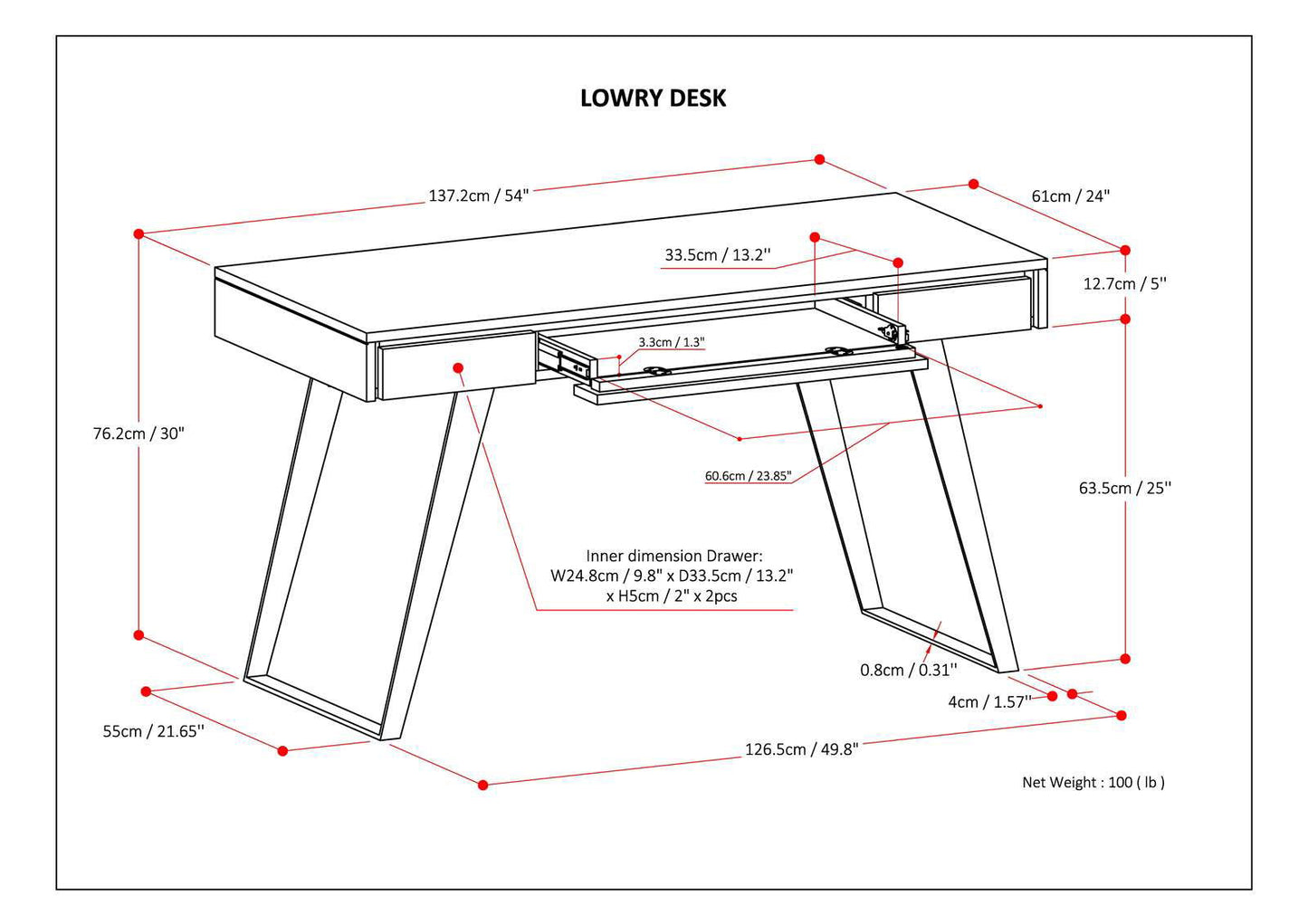 Lowry - Desk - Distressed Charcoal Brown - The Sleep Loft - Online Mattress Showroom NYC