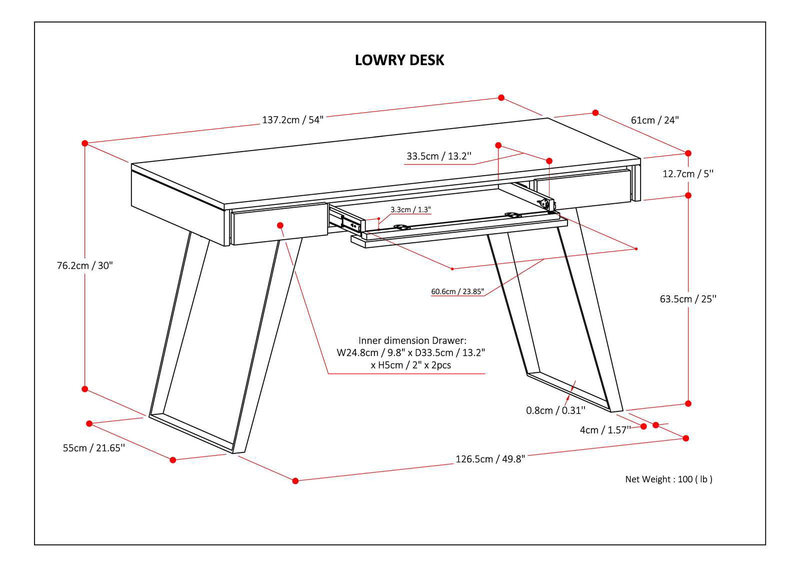Lowry - Desk - Distressed Charcoal Brown - The Sleep Loft - Online Mattress Showroom NYC