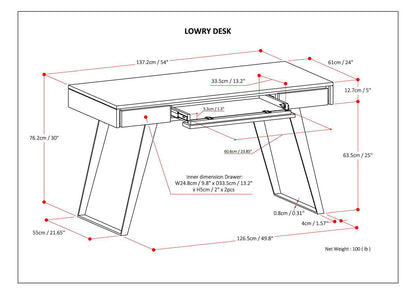 Lowry - Desk - Distressed Charcoal Brown - The Sleep Loft - Online Mattress Showroom NYC