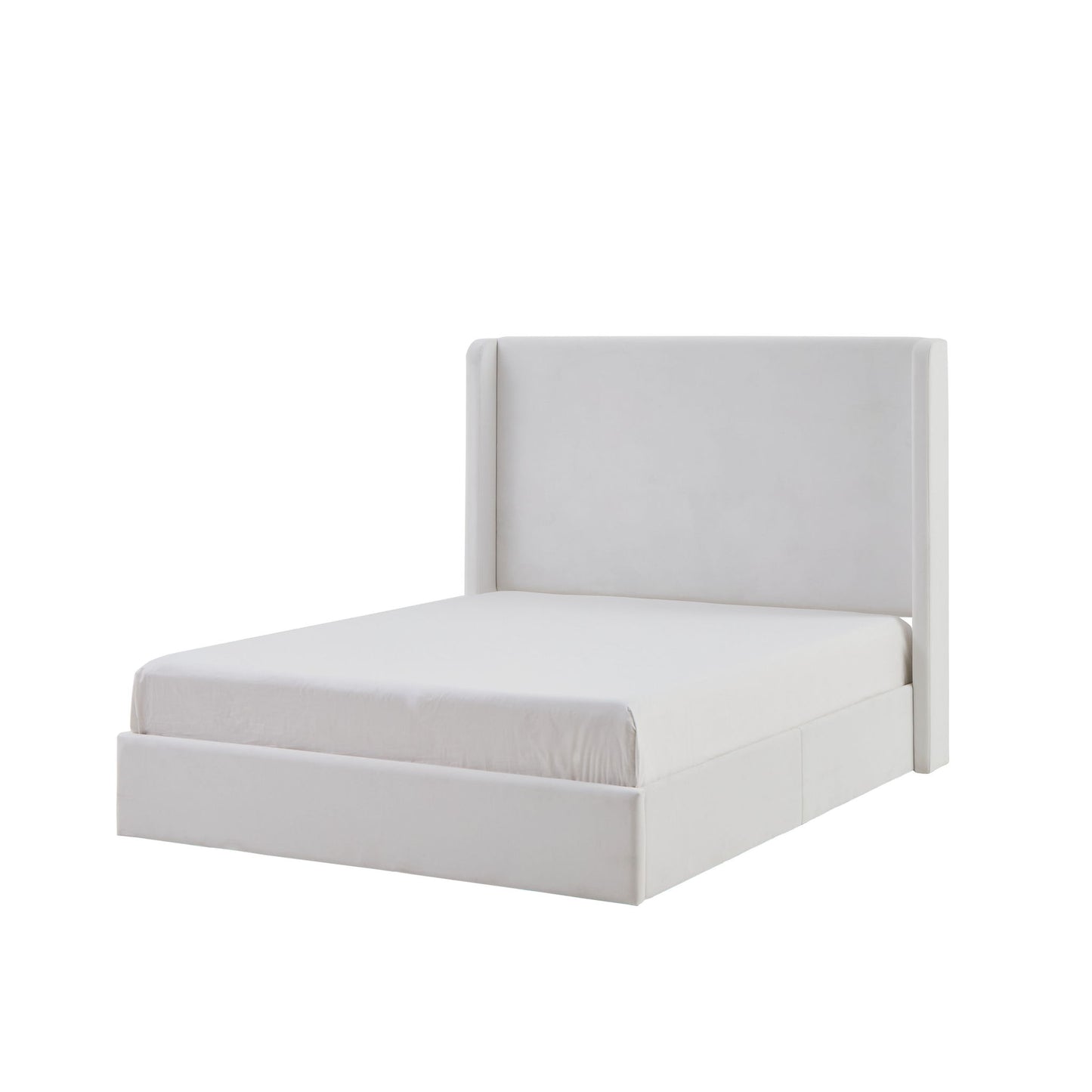 Carmen - King Size Upholstered Wingback Bed - White - The Sleep Loft - Online Mattress Showroom NYC