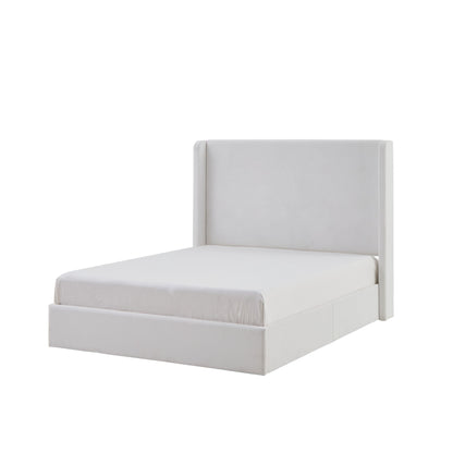 Carmen - King Size Upholstered Wingback Bed - White - The Sleep Loft - Online Mattress Showroom NYC