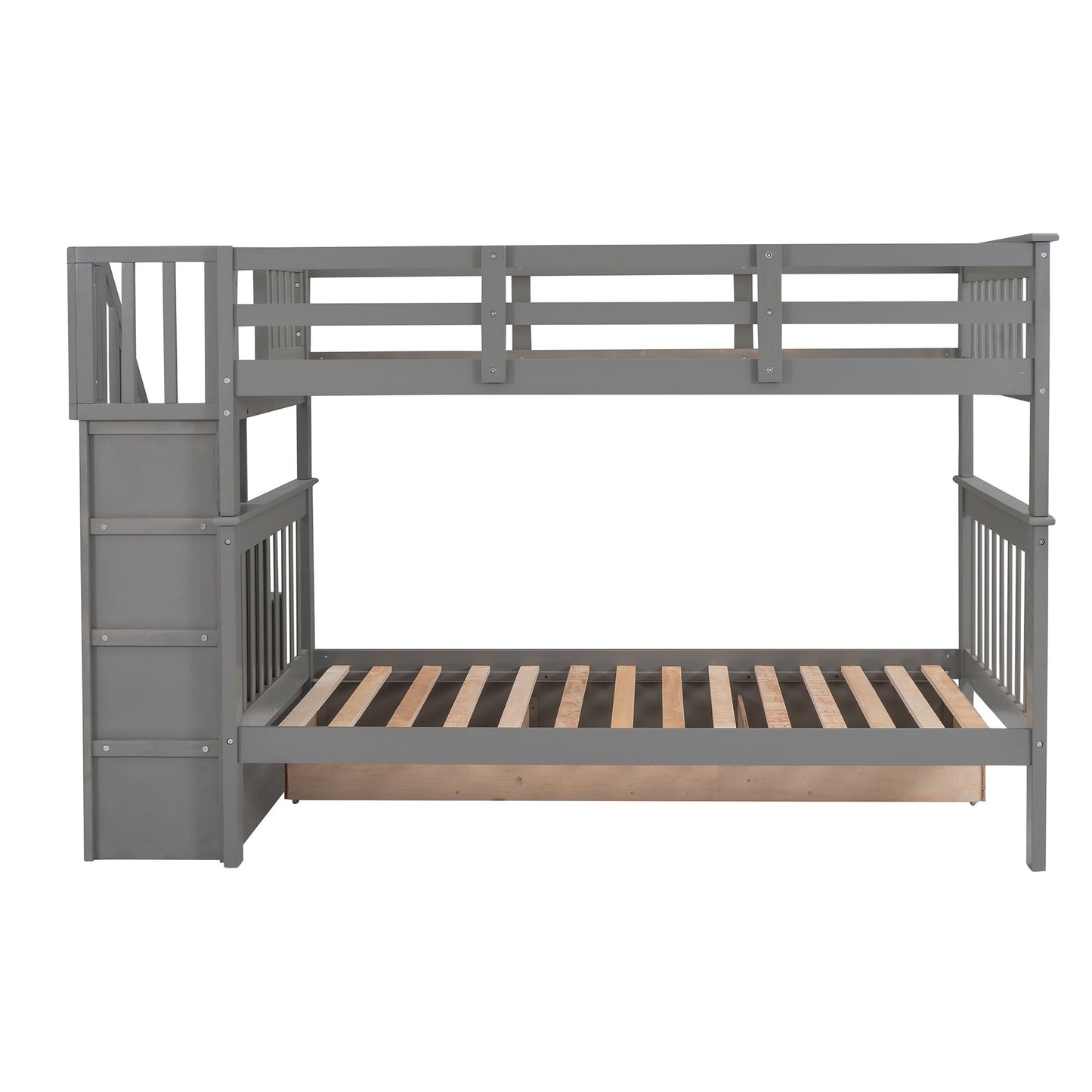 Stairway Bunk Bed With Storage And Guard Rail For Bedroom - The Sleep Loft - Online Mattress Showroom NYC