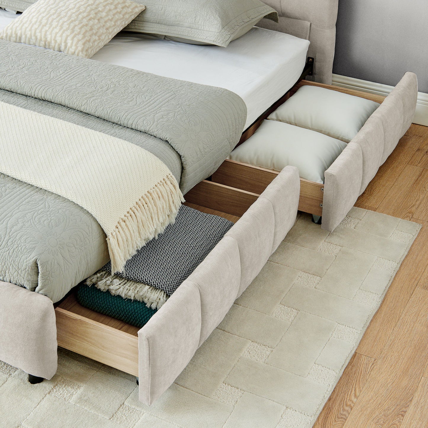 Modern Platform Bed Frame With Thick Fabric - The Sleep Loft - Online Mattress Showroom NYC