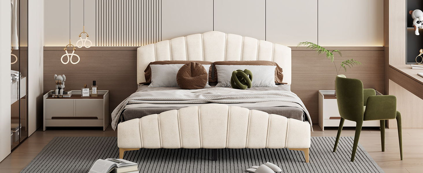 Platform Bed With Thick, Stylish Stripe Decorated Bedboard And Elegant Leg - The Sleep Loft - Online Mattress Showroom NYC