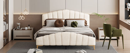 Platform Bed With Thick, Stylish Stripe Decorated Bedboard And Elegant Leg - The Sleep Loft - Online Mattress Showroom NYC