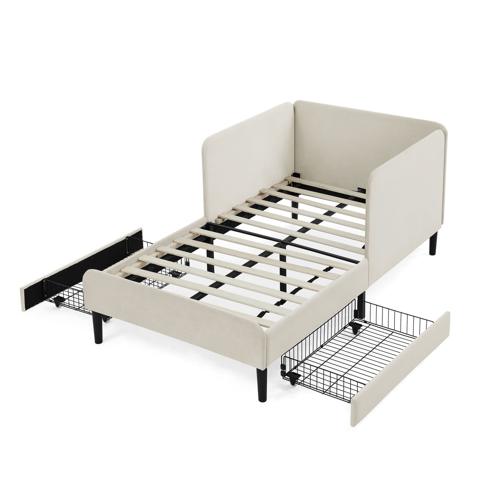 Upholstered Platform Bed Frame With 2 Storage Drawers And Adjustable Sofa Bed - The Sleep Loft - Online Mattress Showroom NYC