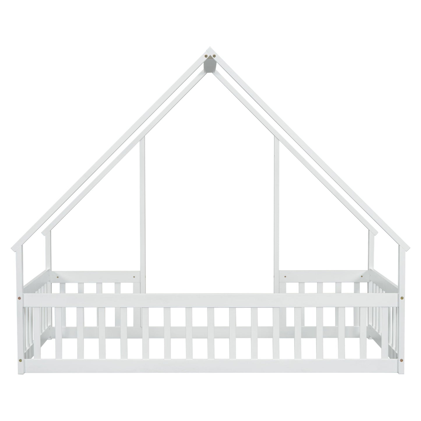 Wood House-Shaped Floor Bed With Fence, Guardrails - The Sleep Loft - Online Mattress Showroom NYC